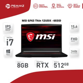 MSI Thin GF63 12UDX - 603ID | i7-12650H | RTX 3050 6GB | SSD 512GB | 144Hz