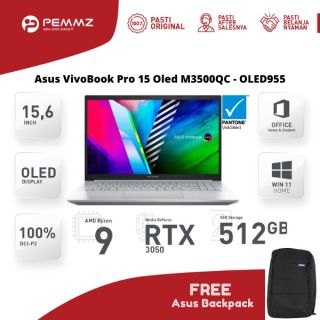 ASUS Vivobook Pro 15 OLED M3500QC - OLED955 | R9-5900HX | SSD 512GB | RTX3050 | W11 | COOL SILVER