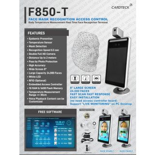 Cardteck Face Mask Recognition Access Control F850-T