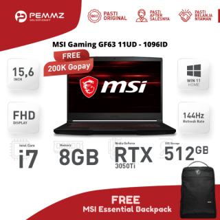 MSI GF63 11UD - 1096ID | 15.6" | i7-11800H | RTX3050Ti | SSD 512GB | 144Hz