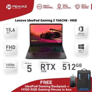 LENOVO IdeaPad Gaming 3 15ACH6 - V0ID | R5-5600H | SSD 512GB | RTX3050 | SHADOW BLACK