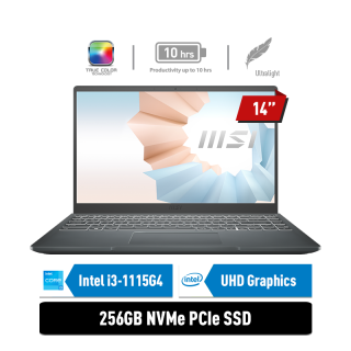 MSI Modern 14 B11MOU - 1026ID | i3-1115G4 | SSD 256GB | UHD Graphics | Carbon Gray