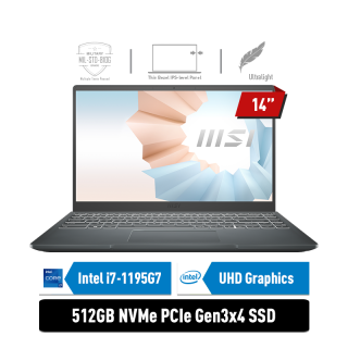 MSI Modern 14 B11MOU - 1059ID | i7-1195G7 | SSD 512GB | UHD Graphics | Carbon Gray