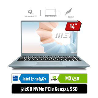 MSI Modern 14 B11SB - 218ID | i7-1165G7 | MX450 2GB | Bluestone