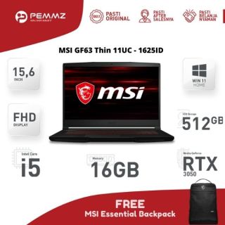 MSI GF63 Thin 11UC - 1625ID | I5-11400H | RTX3050 | 512GB SSD | 16GB | 144Hz