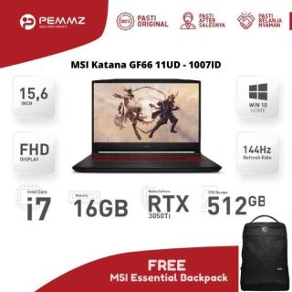 MSI GF66 11UD - 1007ID Katana | i7-11800H | RTX3050Ti | 512GB SSD | 144Hz