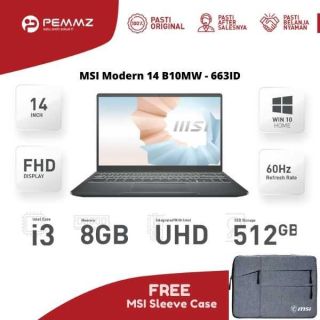 MSI Modern 14 B10MW - 663ID | i3-10110U | SSD 512GB | UHD Graphics | CARBON GREY