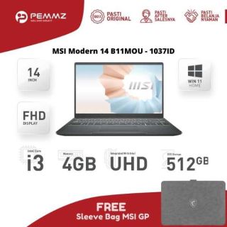 MSI Modern 14 B11MOU - 1037ID | i3-1115G4 | SSD 512GB | UHD Graphics | Carbon Gray