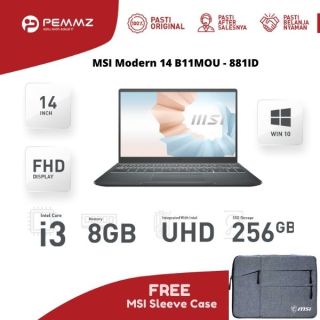 MSI Modern 14 B11MOU - 881ID | i3-1115G4 | SSD 256GB | UHD Graphics | Carbon Gray