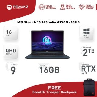MSI Stealth 16 AI Studio A1VGG - 005ID | I9-14900HX | RTX 4070 | 2TB SSD | 16GB | 240HZ