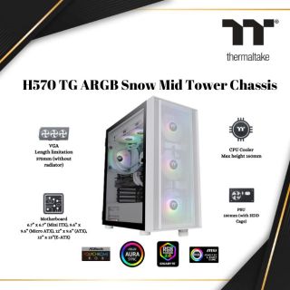 THERMALTAKE H570 TG ARGB MID TOWER CHASSIS| WHITE | COMPUTER CASE | CA-1T9-00M6WN-01