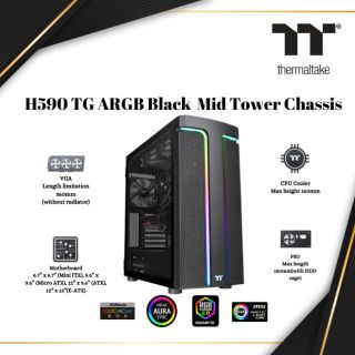 THERMALTAKE H590 TG ARGB Mid Tower Chassis| BLACK | COMPUTER CASE | CA-1X4-00M1WN-00