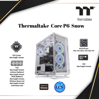 THERMALTAKE Core P6 Tempered Glass Snow Mid Tower Chassis | CA-1V2-00M6WN-00