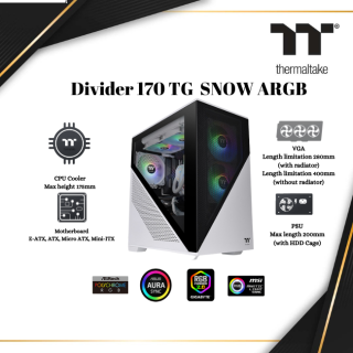 Thermaltake Divider 170 ARGB Micro Chassis| SNOW | Computer CASE   | CA-1S4-00S6WN-00