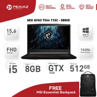MSI GF63 Thin 11SC - 654ID | i5-11400H | GTX1650 4GB | SSD 512GB | 144Hz